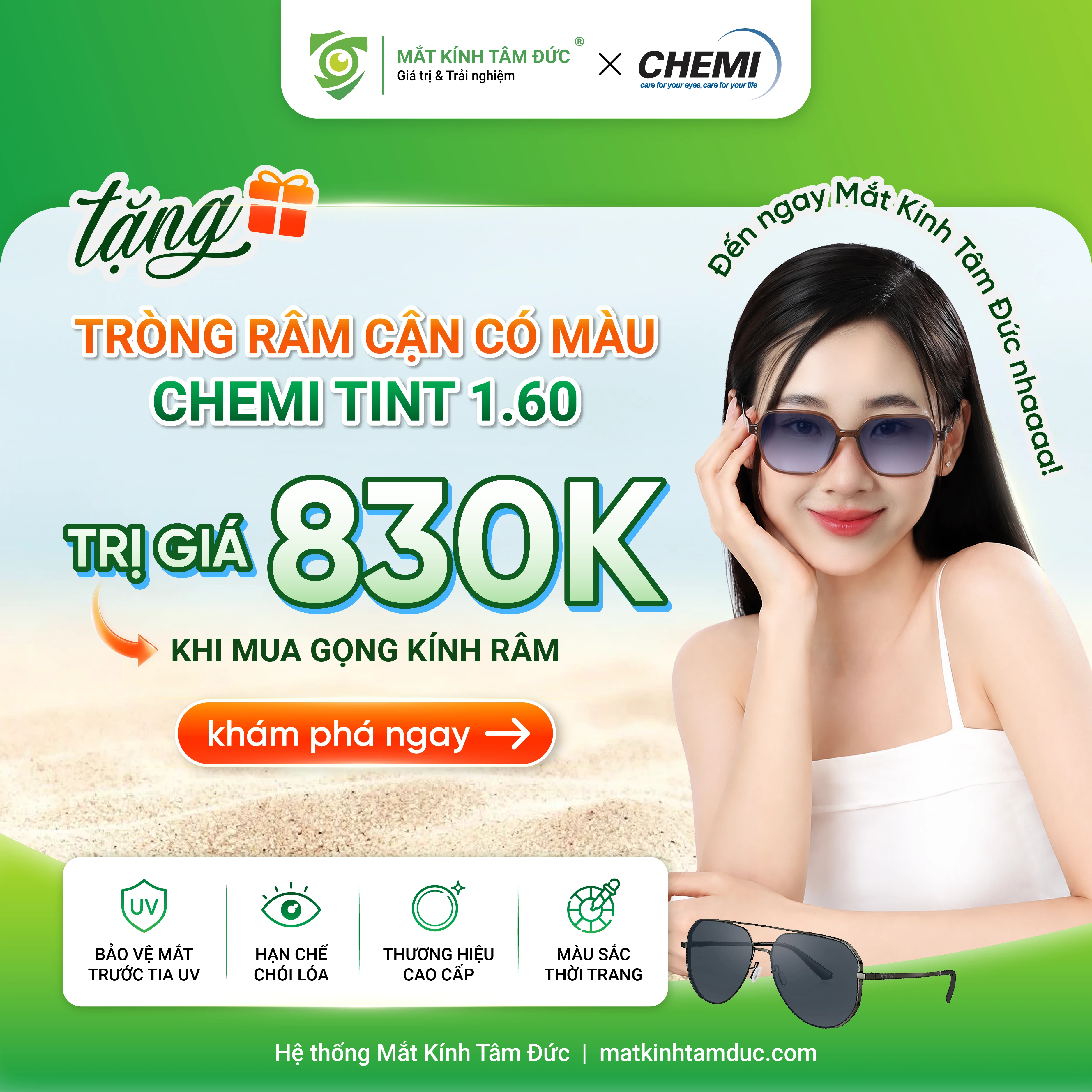 Ưu đãi kính mát Chemi Tint