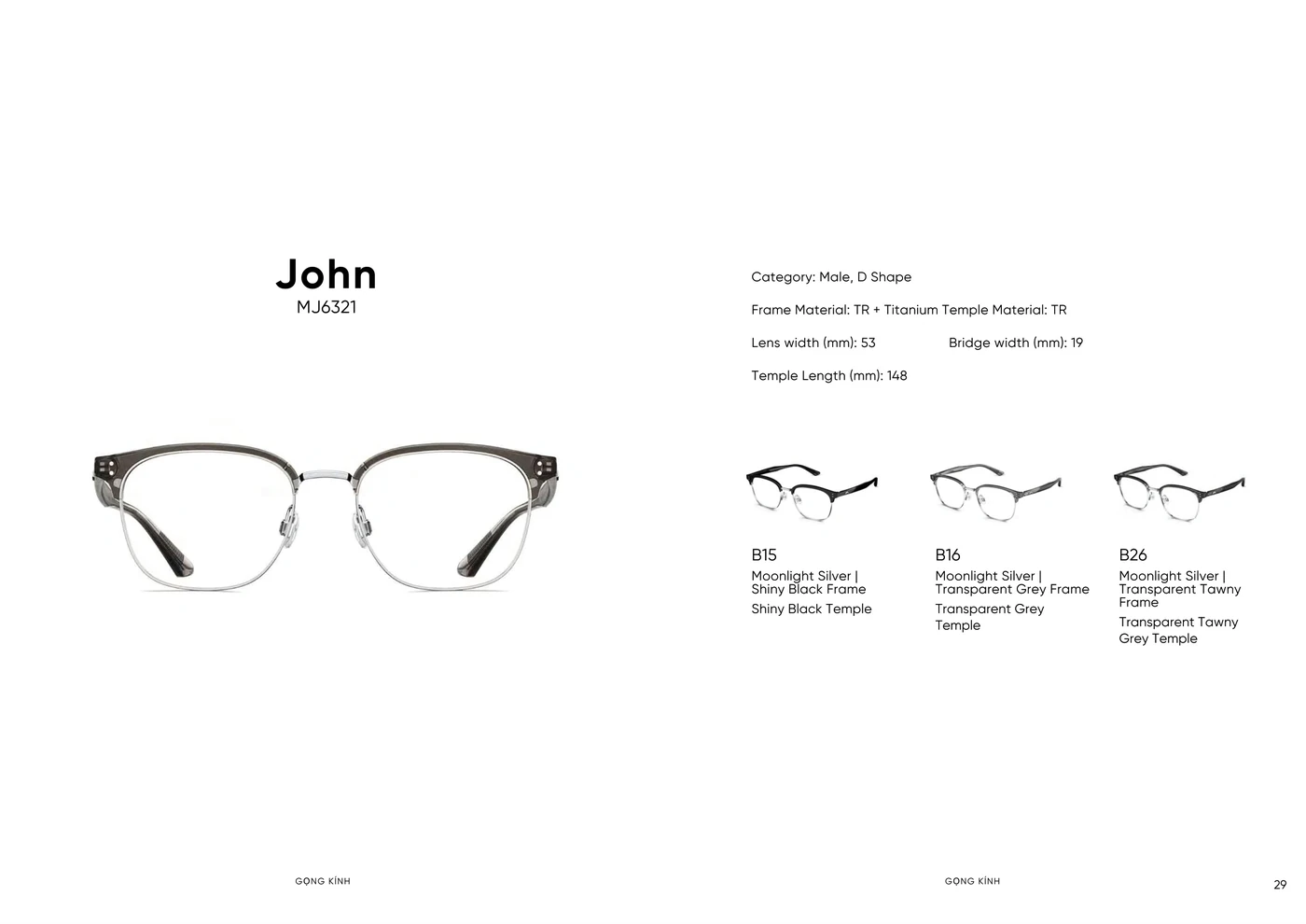 Thông số Gọng kính Molsion John MJ6321