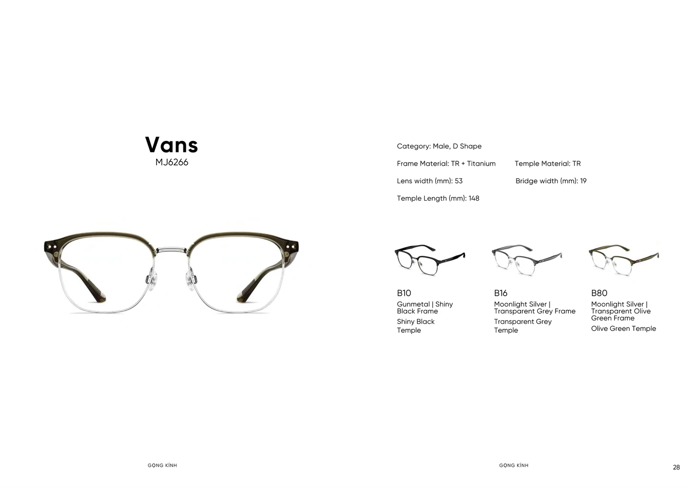 Thông số Gọng kính Molsion Vans MJ6266