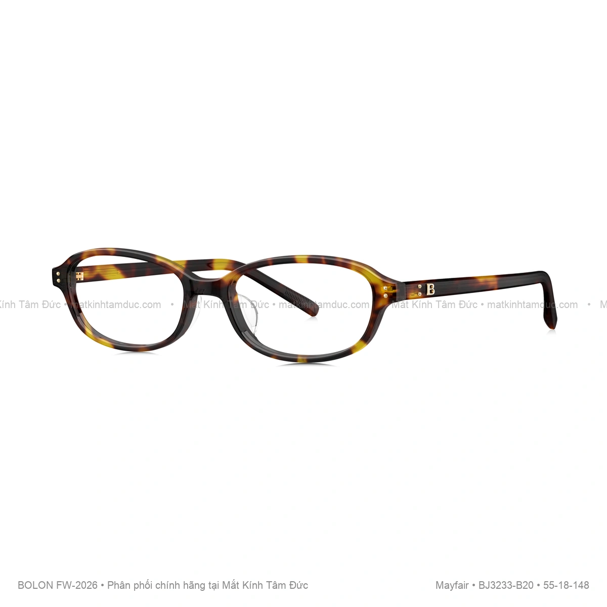 Gọng kính Bolon Mayfair BJ3233 chính hãng phom vuông chữ nhật chất liệu acetate