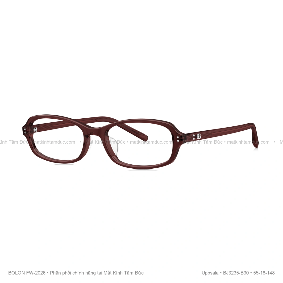 Gọng kính Bolon Uppsala BJ3235 chính hãng phom vuông chữ nhật chất liệu acetate