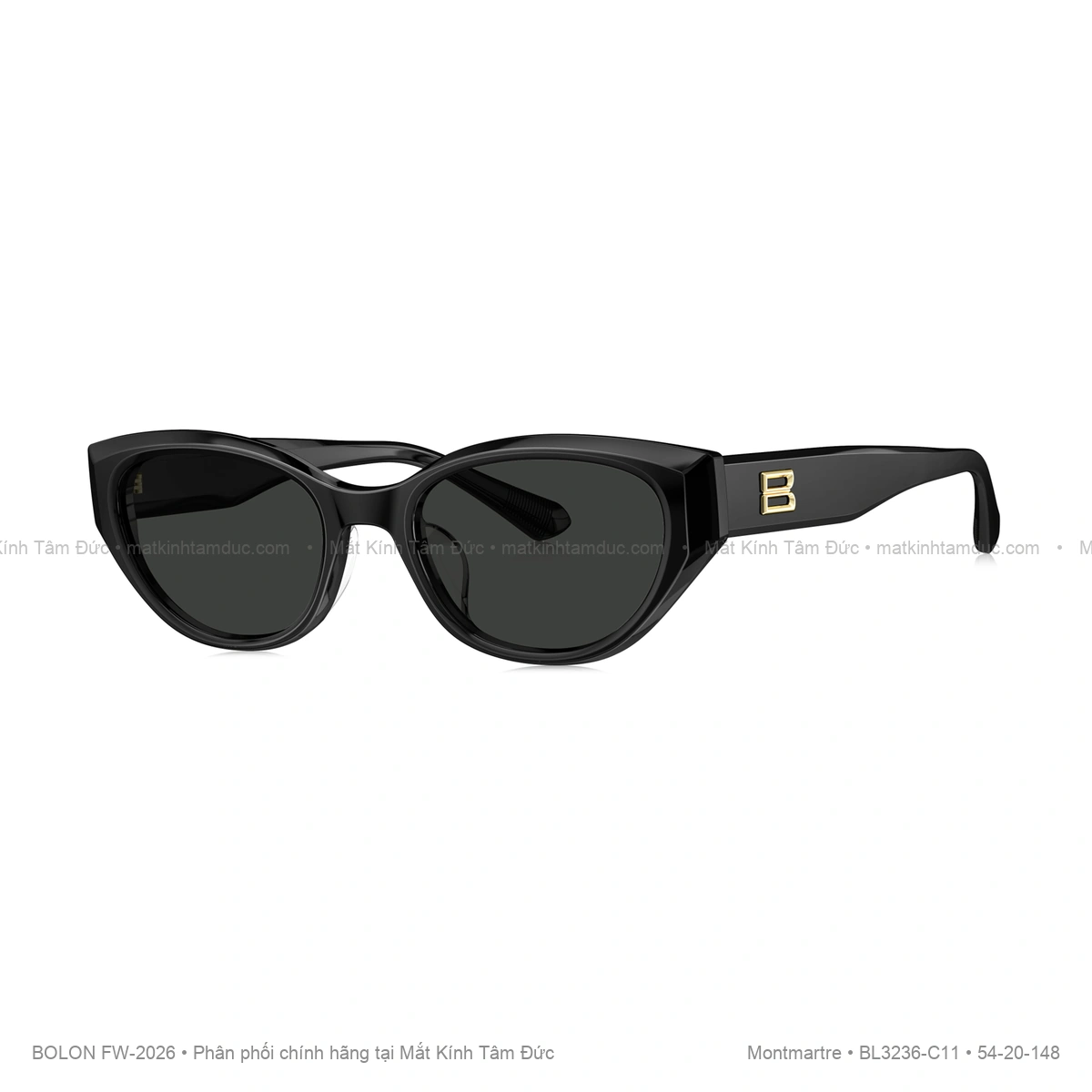Kính mát Bolon Montmartre BL3236 chính hãng phom vuông chữ nhật chất liệu acetate