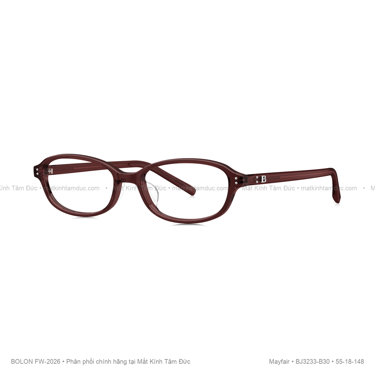 Gọng kính Bolon Mayfair BJ3233 chính hãng phom vuông chữ nhật chất liệu acetate