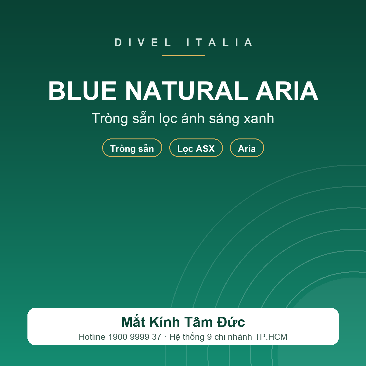 Tròng kính Đơn tròng DIVEL Blue Natural Aria - Lọc ánh sáng xanh