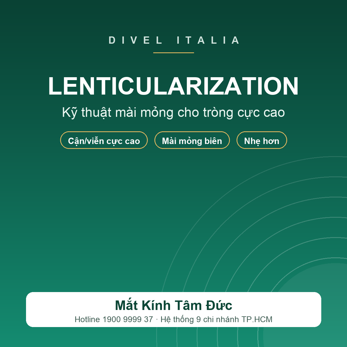 Tròng kính Đơn tròng Đặt đánh DIVEL Cầu Cao (Lenticularization) RX