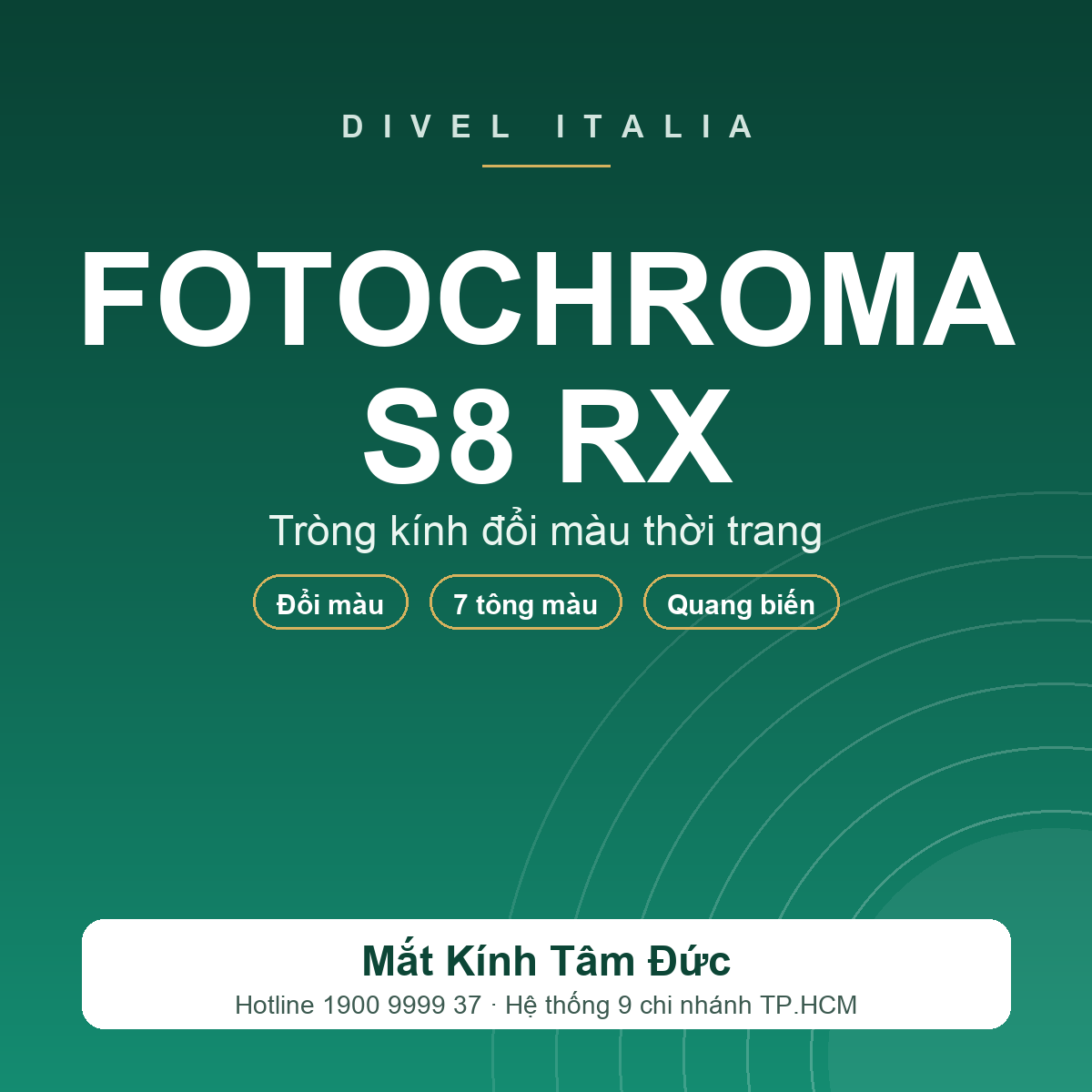 Tròng kính Đơn tròng Đặt đánh DIVEL Fotochroma S8 - Đổi màu thời trang RX