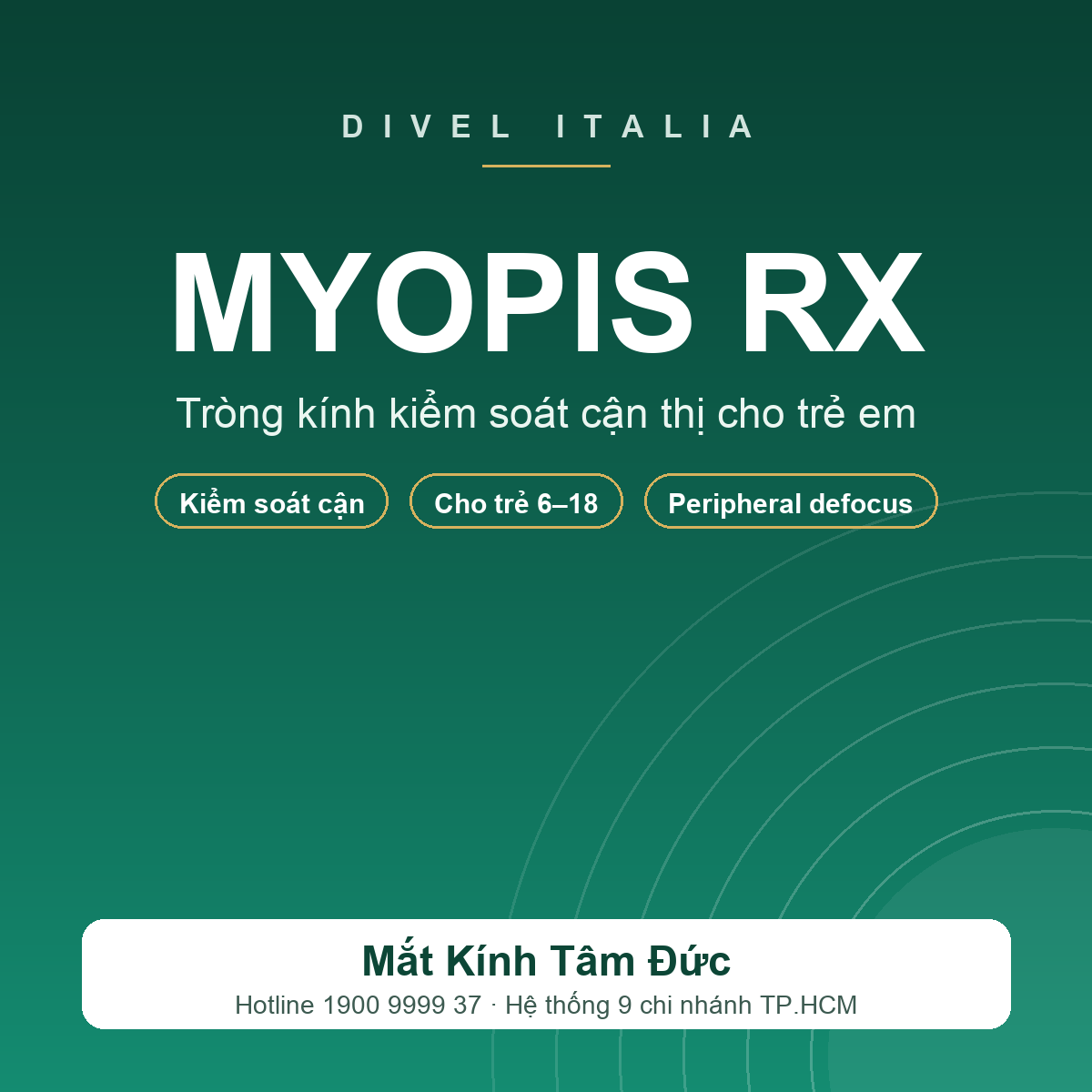 Tròng kính Đơn tròng Đặt đánh DIVEL MyOpis RX - Kiểm soát cận thị trẻ em