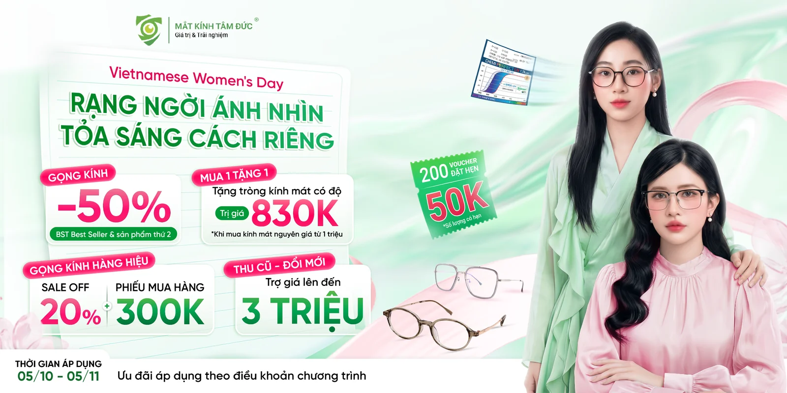 Chương trình khuyến mãi tháng 10/2026 Mắt Kính Tâm Đức - Rạng ngời ánh nhìn, tỏa sáng cách riêng