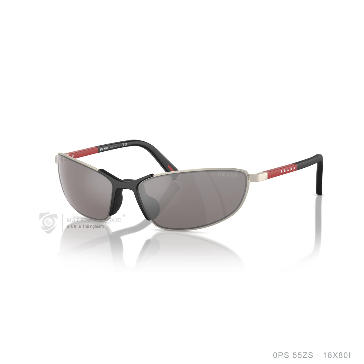 Chi tiết góc nghiêng Kính mát Prada Linea Rossa 0PS 55ZS